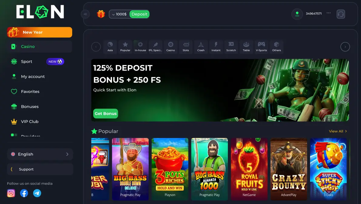 Elon Casino official website in Bangladesh