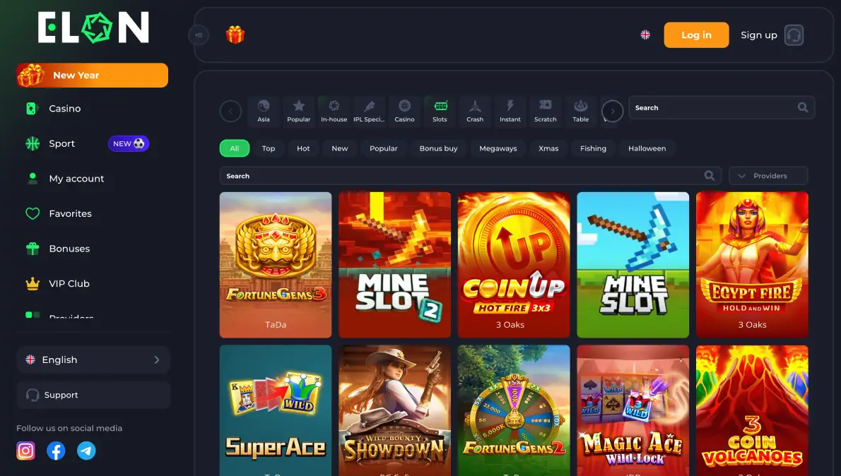 Log in to your Elon Casino account