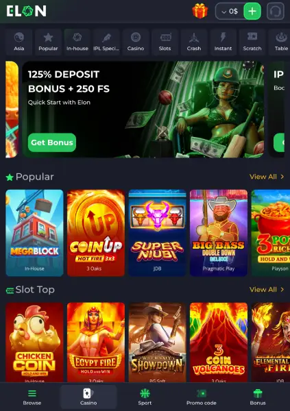Elon Casino Mobile Version