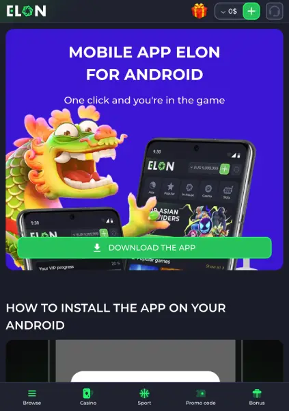 Download the Elon Casino mobile app