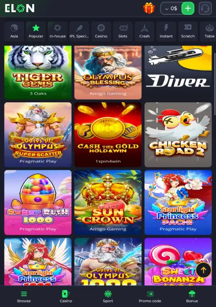 Play at Elon Mobile Casino